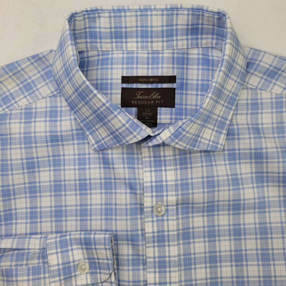 TASSO ELBA Men's Button Down Dress Shirt Non Iron Long Sleeve | XL | 17 - 34/35